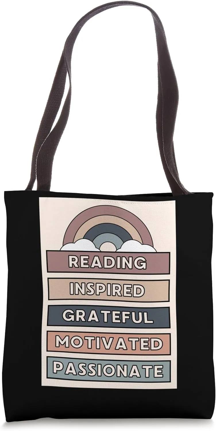 Reading Inspired Grateful Motivated Passionate - Book Club Tote Bag