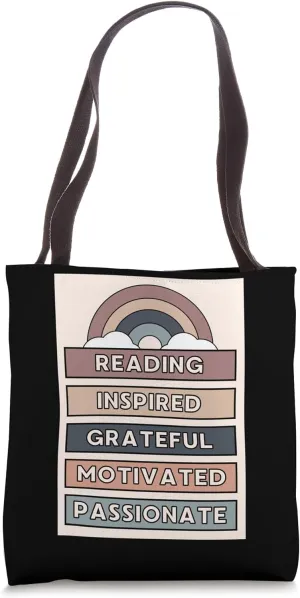 Reading Inspired Grateful Motivated Passionate - Book Club Tote Bag