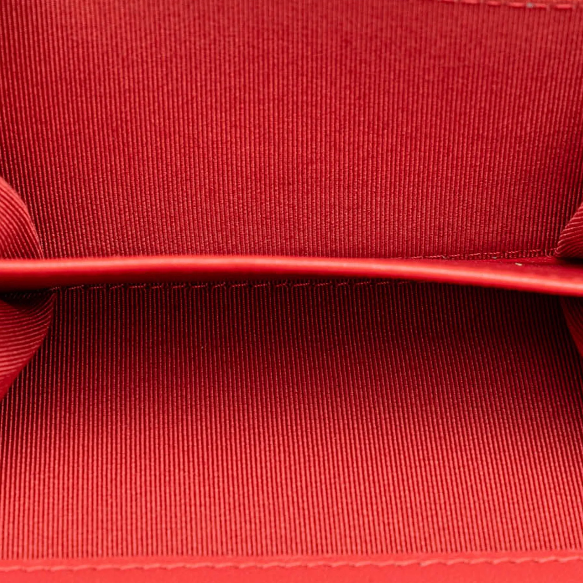 Red Chanel Quilted Lambskin Flap Card Holder on Chain Crossbody Bag