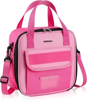 REDSHELL Tactical Lunch Box Kids, Large Insulated Lunch Bag for Girls, Cooler Lunchbag, Square Toddler Lunchbox, School Daycare Lunch Tote Pail with Water Bottle Holder Shoulder Strap, Rose Red
