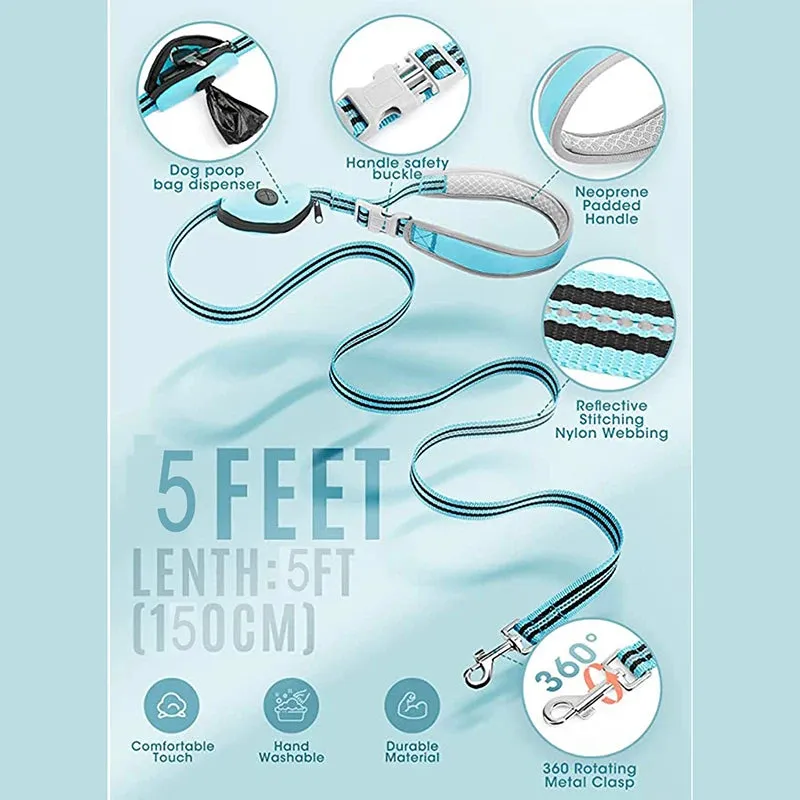 Reflective Nylon Hands Free Dog Walking Leash