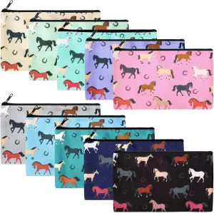 Reginary 20 Pcs Horse Gifts for Women Horse Makeup Cosmetic Bags Gifts Bags Zipper Purse Travel Toiletry Organizer Western Accessorie for Women Cowgirls Birthday Coworkers