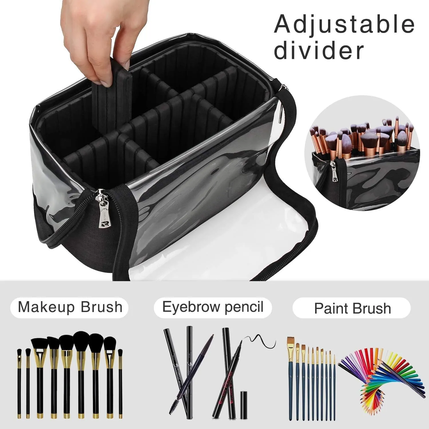 Relavel Rolling Makeup Train Case and Makeup Brush Case, Hairstylist Traveling Bag with 4 Wheels, Heat Insulation Full Layer, Adjustable Dividers, Hair Tools and Cosmetics Storage Organizer