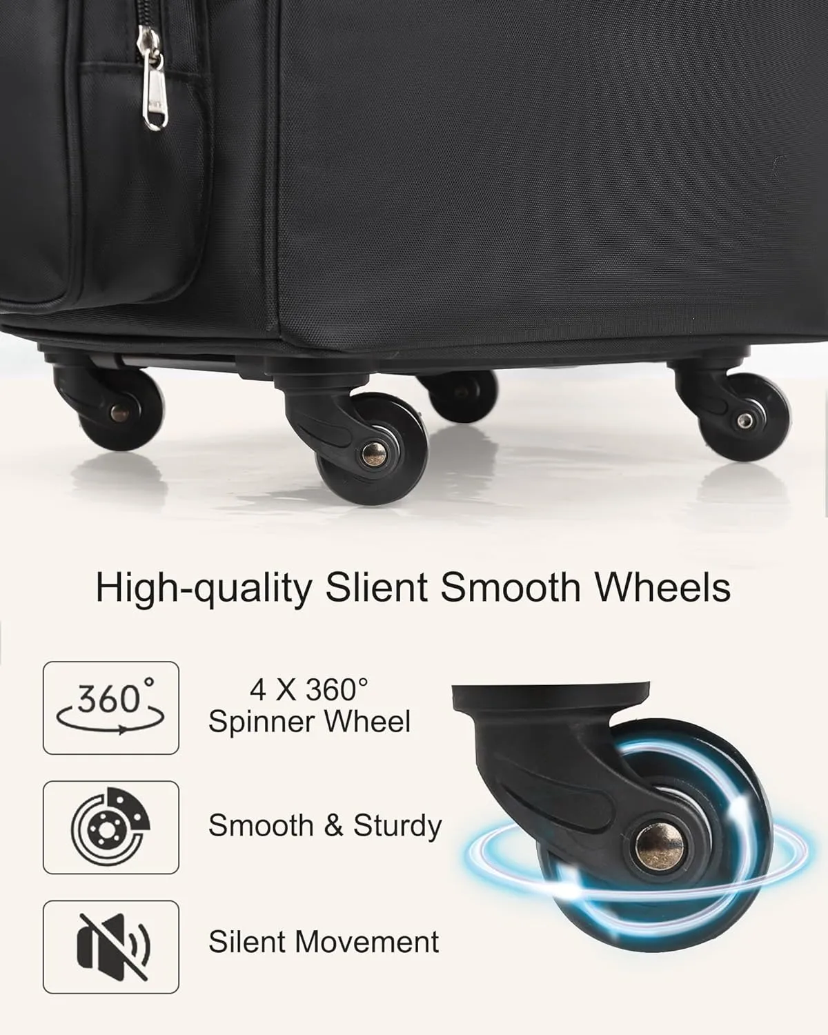 Relavel Rolling Makeup Train Case and Makeup Brush Case, Hairstylist Traveling Bag with 4 Wheels, Heat Insulation Full Layer, Adjustable Dividers, Hair Tools and Cosmetics Storage Organizer
