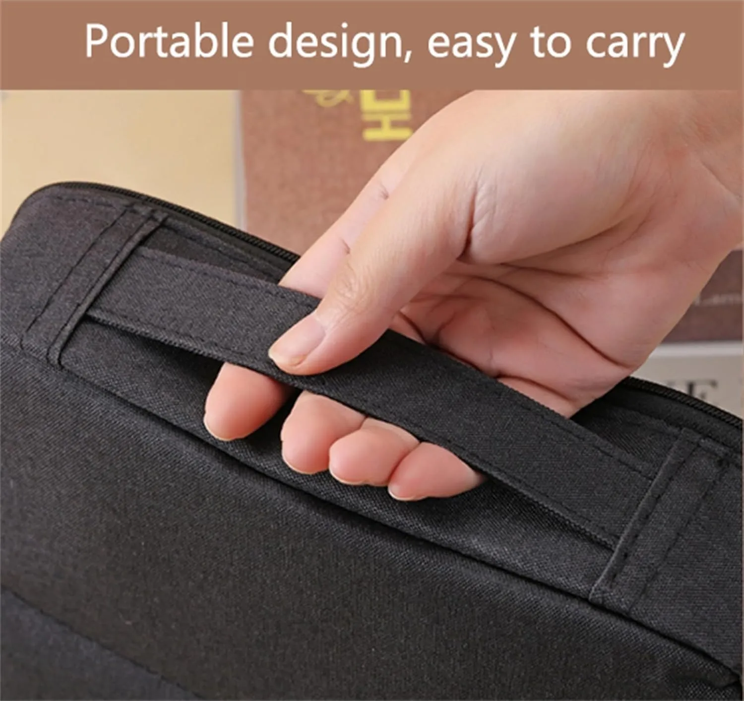 Relevanton Standing Makeup Bag, Mysite Standing Makeup Bag Portable, Vertical Makeup Organizer Bag, Large Capacity, Oxford Cloth Storage Bags, Waterproof with Compartments (Navy)