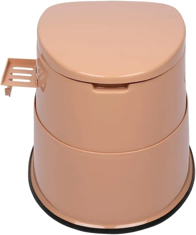 Removable Portable Toilet for Camping with Inner Bucket Indoor Outdoor Portable Toilet with Toilet Paper Holder and Storage Shelf for Camping, Hiking, RV, Bedroom and Living Room (Brown)