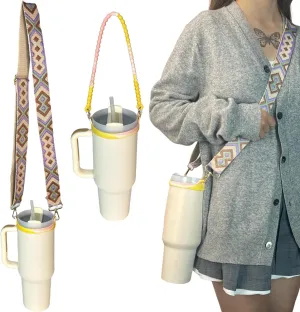 Removable Water Bottle Carrier Strap For Stanley Cup 40/30/20 oz Tumbler,Holder with Strap Accessories Lanyard Also for Owala/Hydro Flask/Simple Modern/Yeti Insulated Water Bottle 16-46 Oz Purple