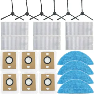 Replacement Parts Accessories Kit Compatible with ILIFE A12 Pro/ V9 Pro Robot Vacuum Cleaner 6 Side Brushes, 6 Hepa Filters,4 Mop Pad,6 Dust Bags