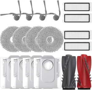 Replacement Parts for roborock Qrevo Curv Robot Vacuum and Mop, 1 DuoDivide Main Brush,4 Arc Side Brush,4 HEPA Filters,4 Mop Cloth Pads, 4 Dust Bags,Accessories Kit