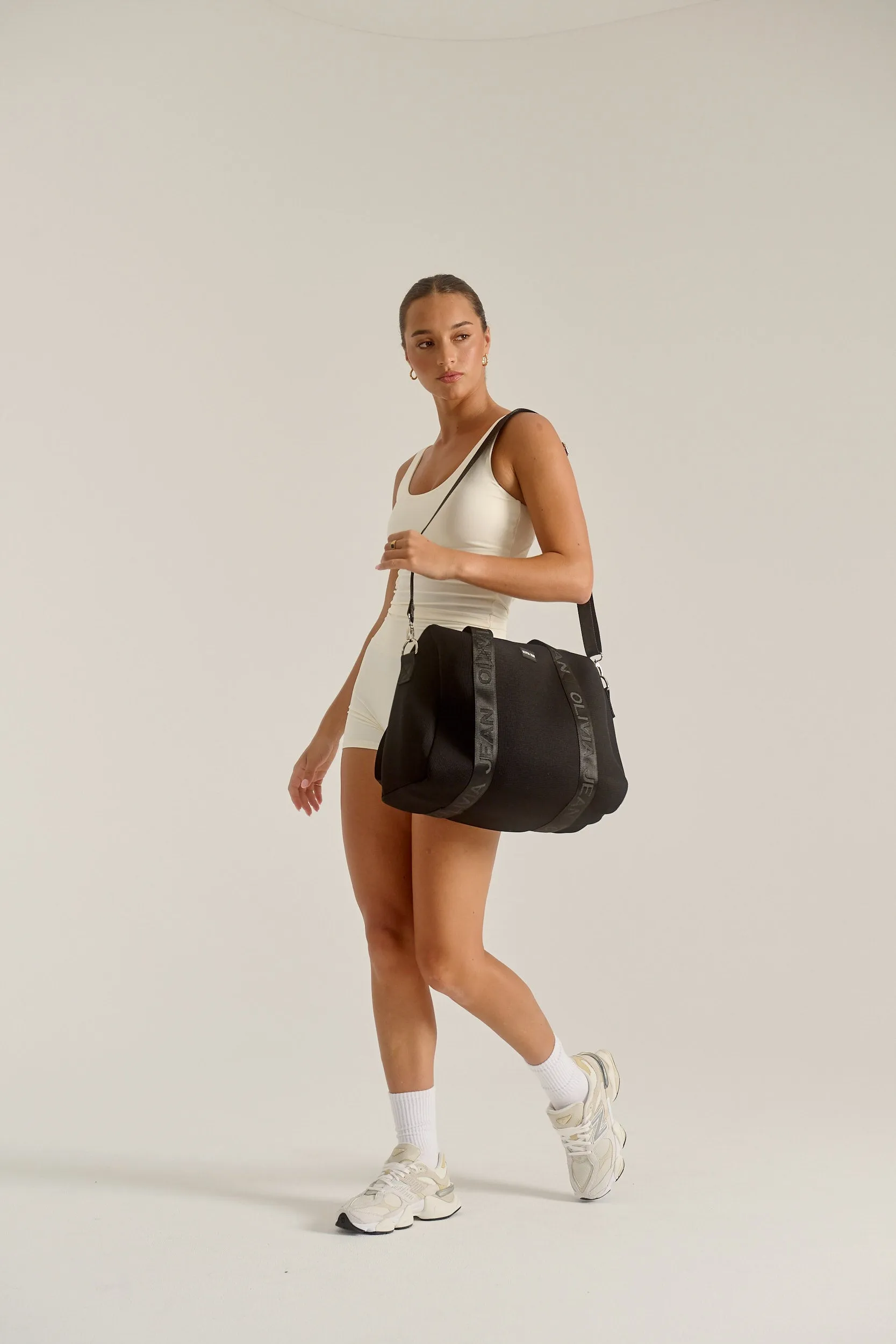 Reset (Ribbed Black) Duffle Neoprene Bag- With Zip Closure