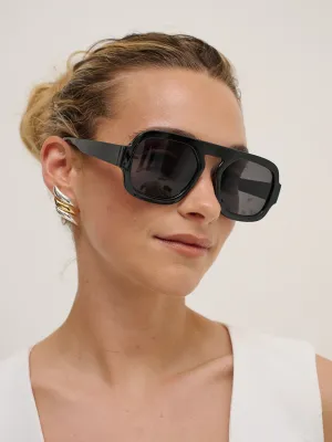 Retro Aviator Sunglasses in Black