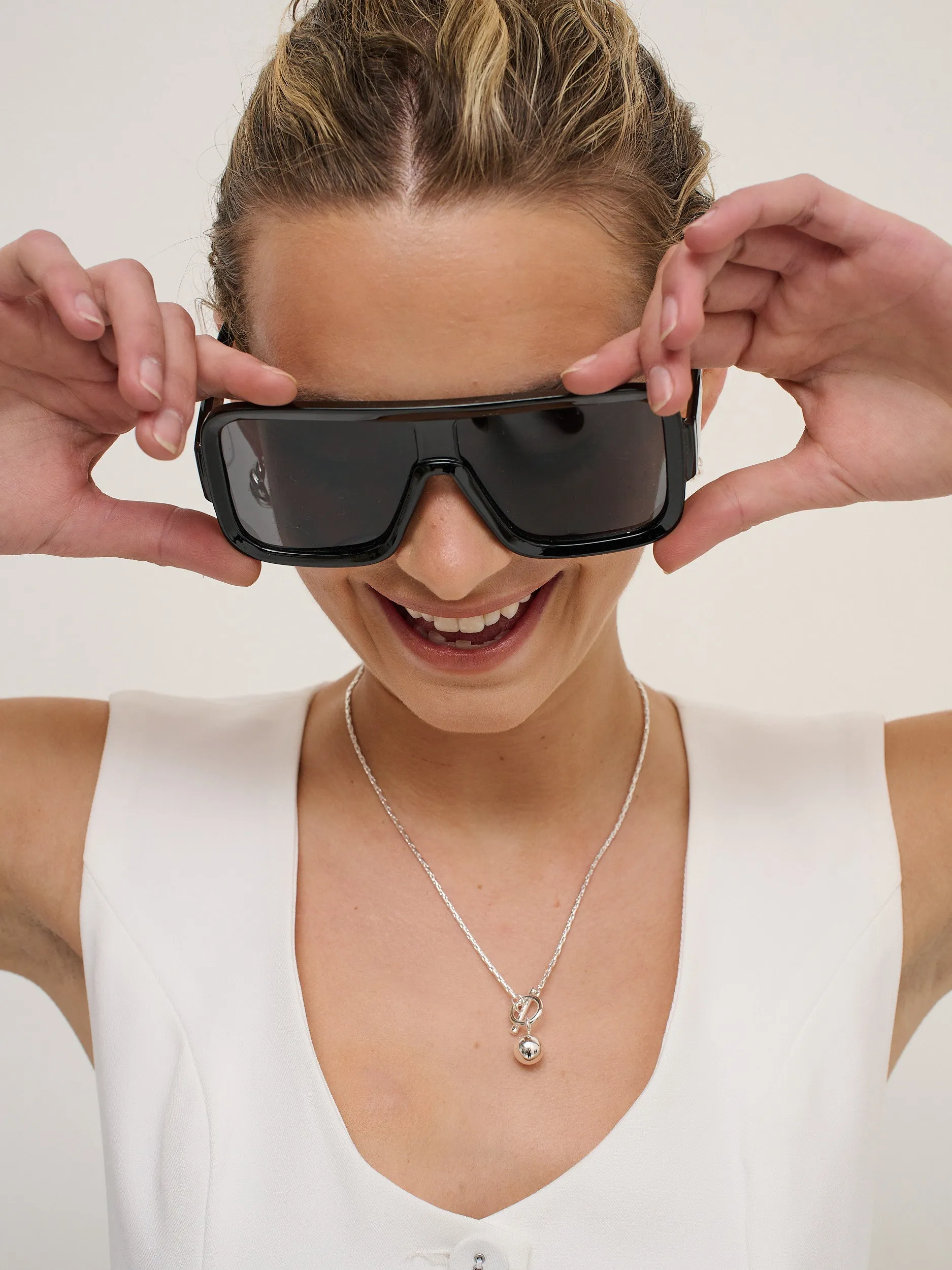 Retro Oversize Square Sunglasses in Black
