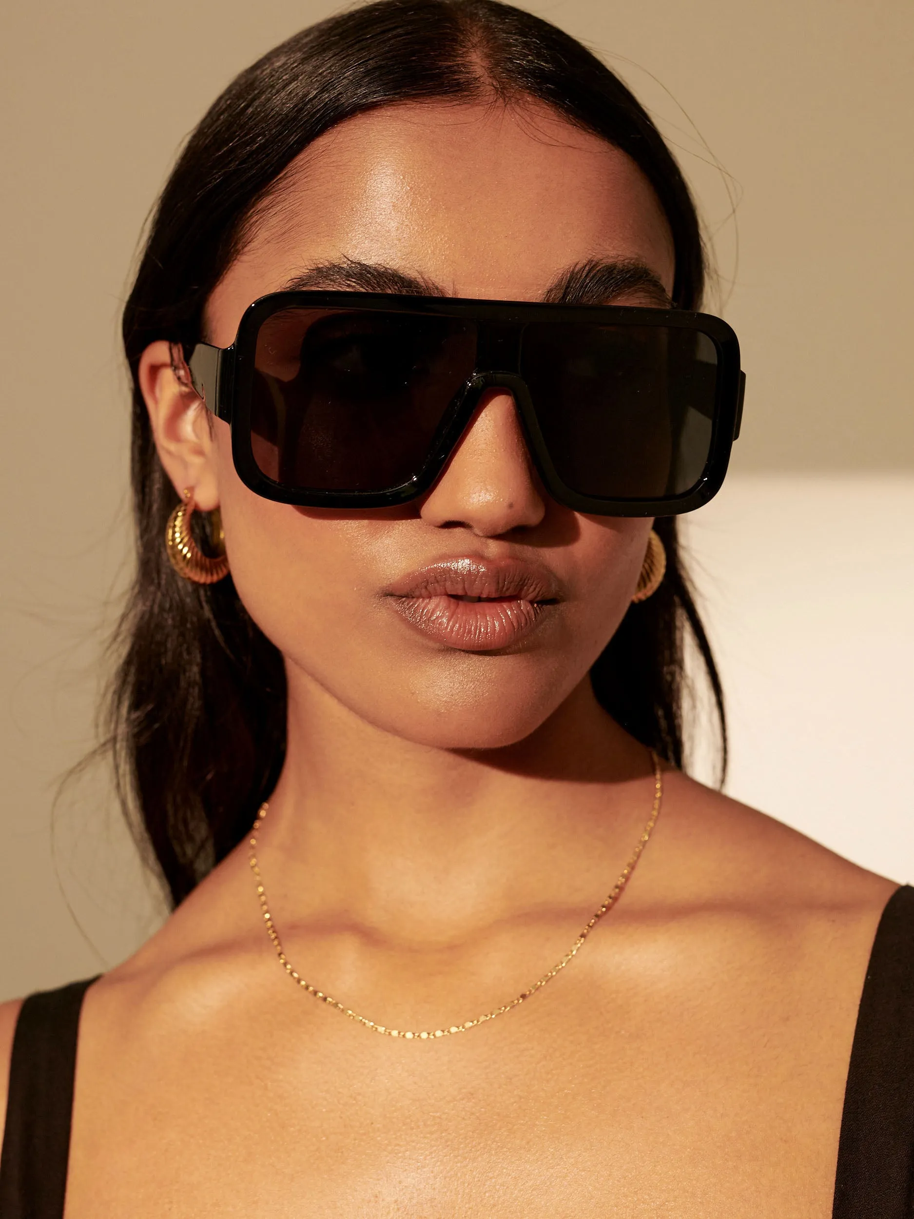 Retro Oversize Square Sunglasses in Black