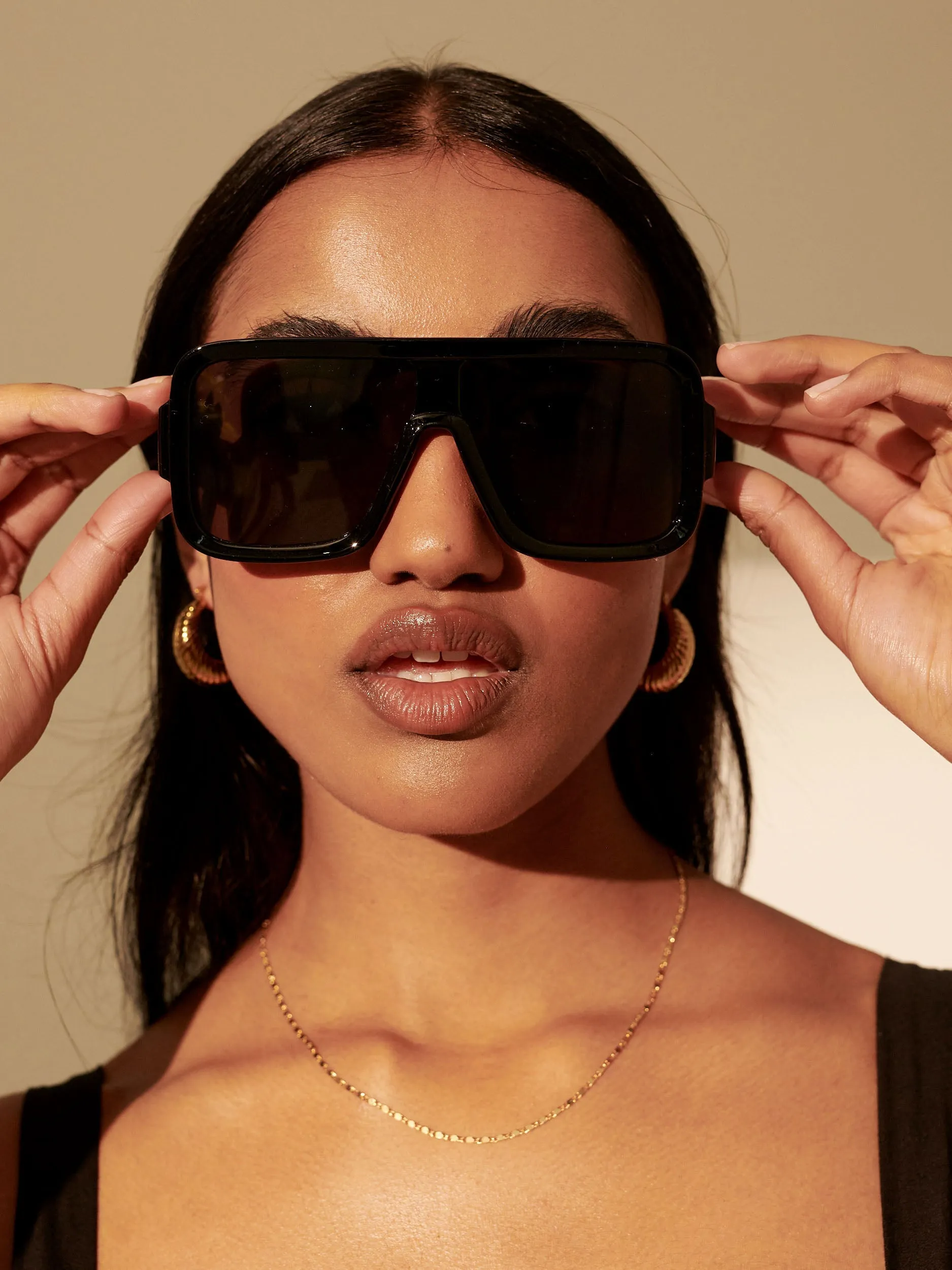 Retro Oversize Square Sunglasses in Black