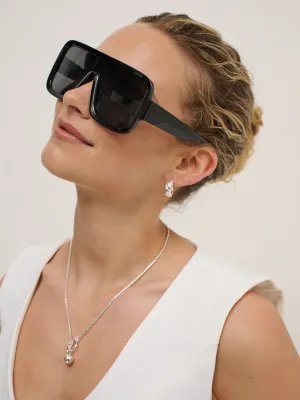 Retro Oversize Square Sunglasses in Black