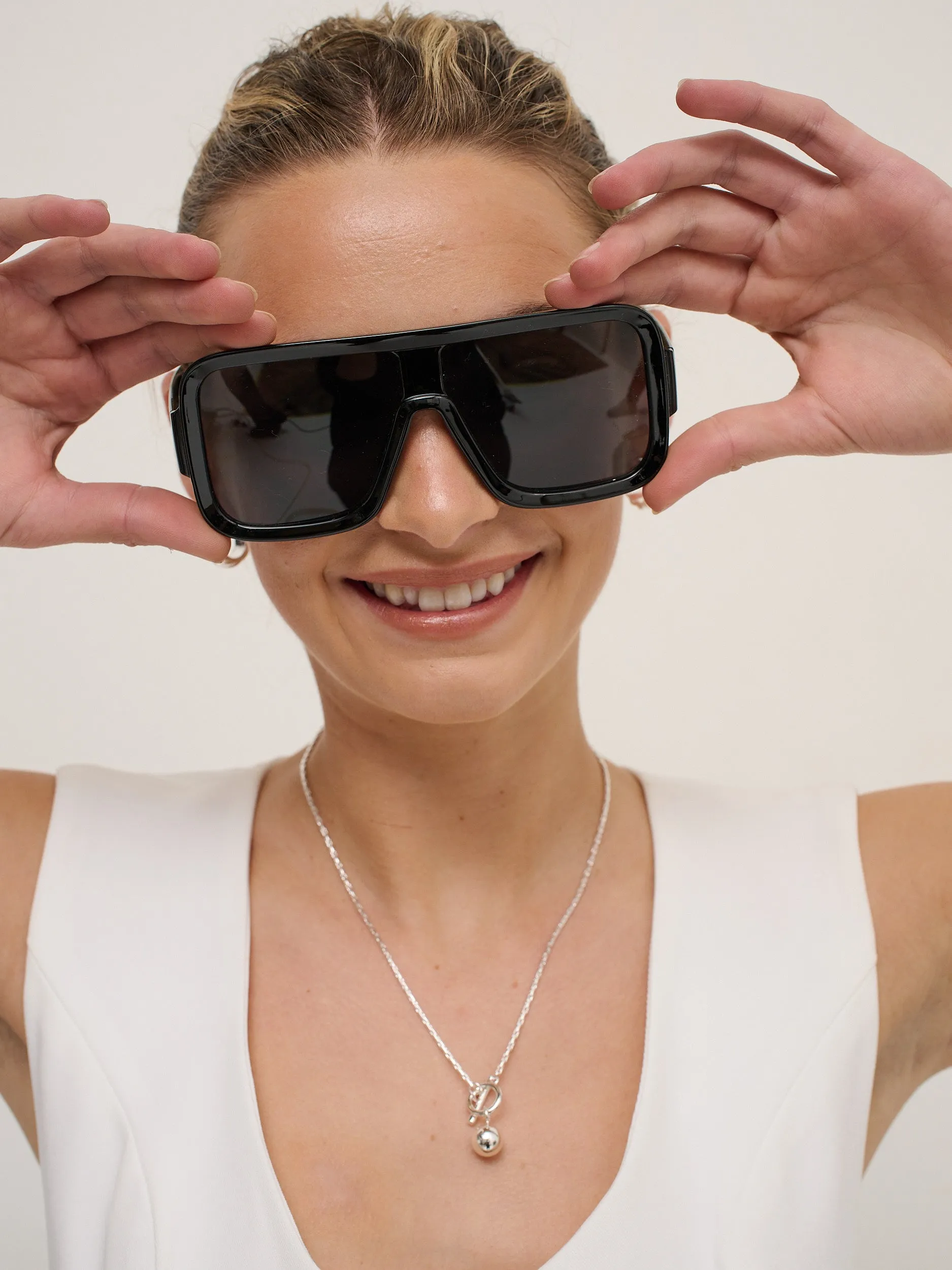 Retro Oversize Square Sunglasses in Black