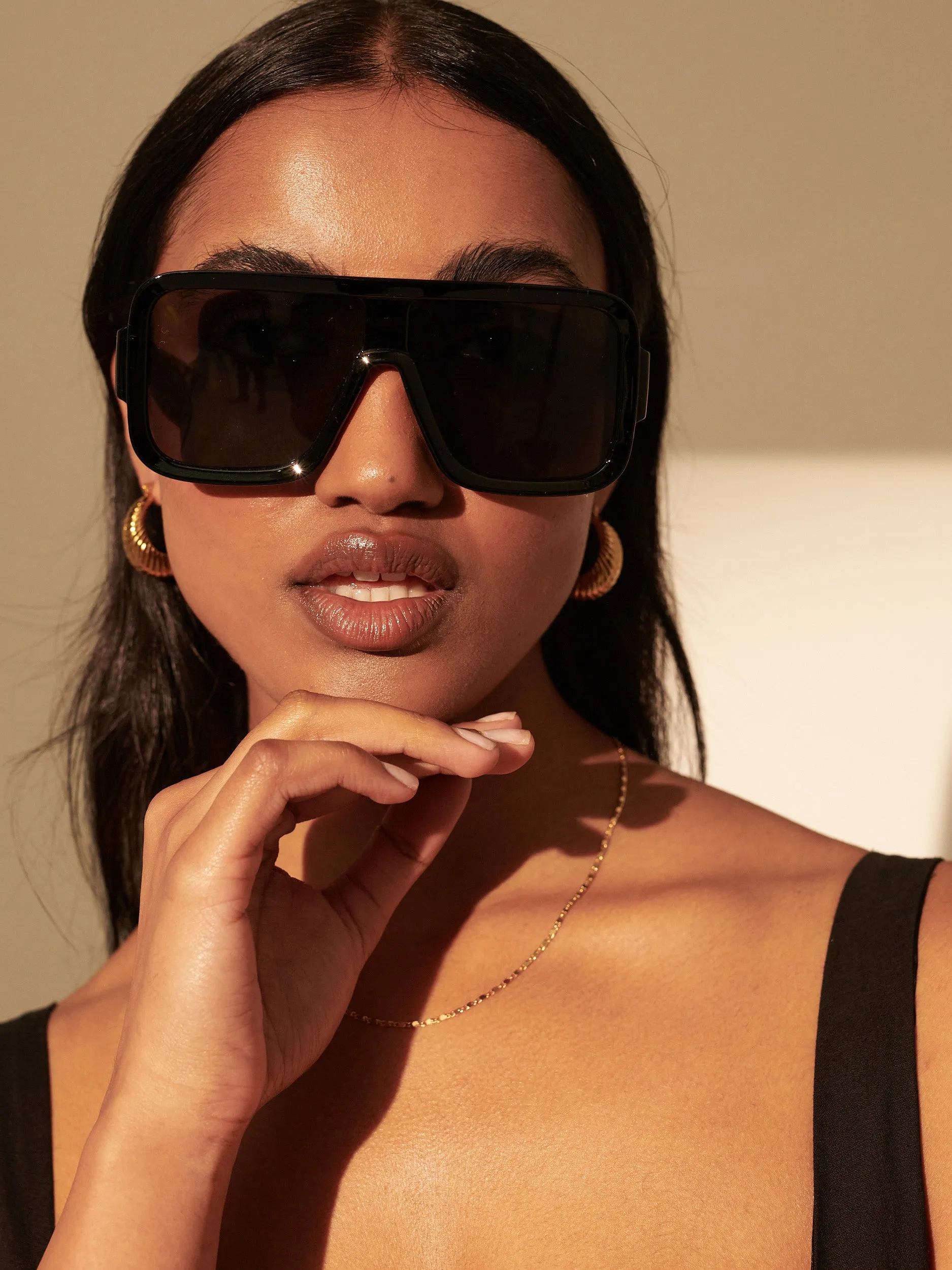 Retro Oversize Square Sunglasses in Black