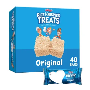 Rice Krispies Treats Crispy Marshmallow Squares, Kids Snacks, Snack Bars, Original, 31.2oz Box (40 Bars)