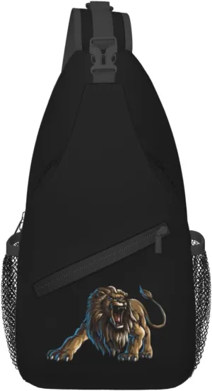 Roaring Lion Crossbody Bags For Women Men Chest Backpack Gym Shoulder Bag Travel Outdoor Sports Casual Crossbody Bags
