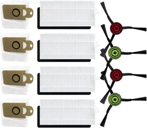 Robot Vacuum Cleaner Side Brush ，Hepa Filter， Dust Bag。Compatible for Ilife T10S 。 Replacement Accessories