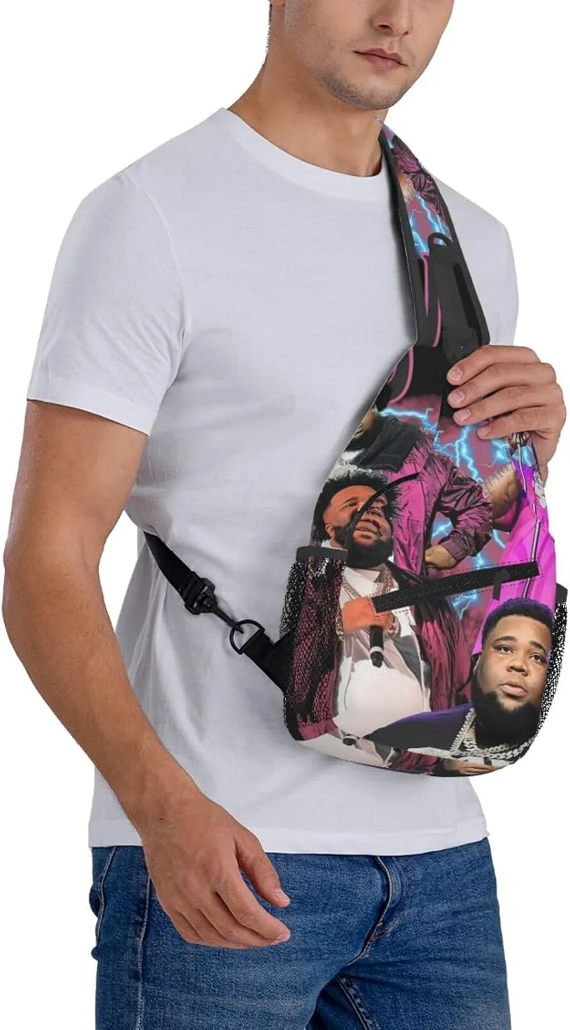 Rod Music Wave Fashion Casual Crossbody Bag Chest Bag Sling Bag Travel Daypack For Women Men Black