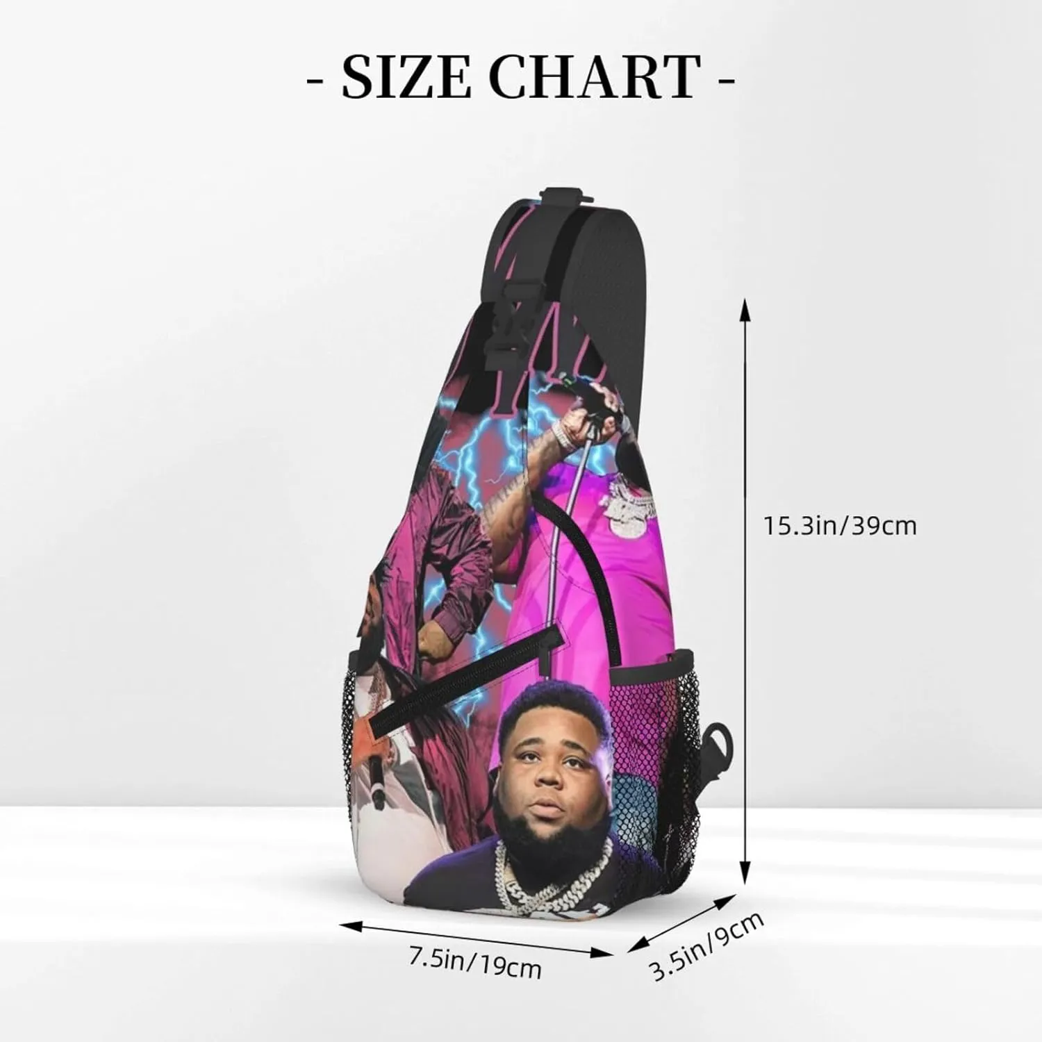 Rod Music Wave Fashion Casual Crossbody Bag Chest Bag Sling Bag Travel Daypack For Women Men Black