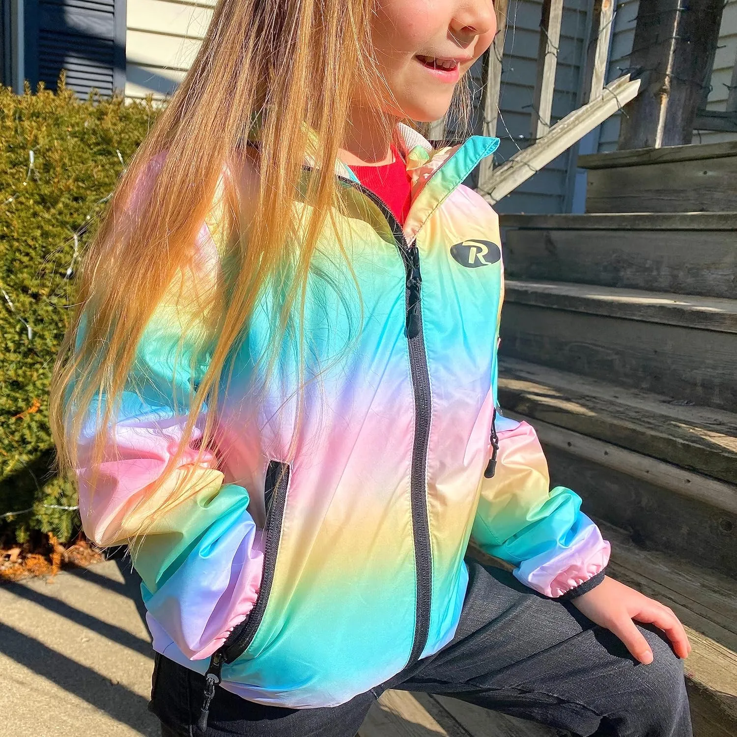 Rokka&Rolla Girls' Lightweight Water-Resistant Jersey-Lined Hooded Windbreaker Jacket