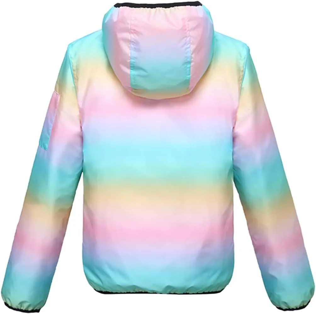 Rokka&Rolla Girls' Lightweight Water-Resistant Jersey-Lined Hooded Windbreaker Jacket