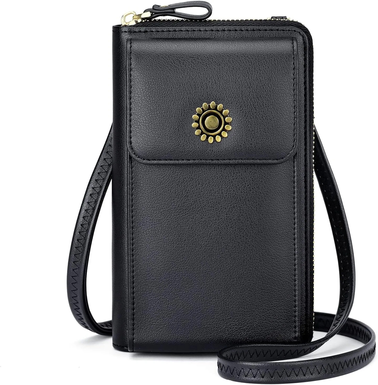 RONSIN Crossbody Purse Cell Phone Bag for Women RFID Blocking Cell phone Wallet Mini Shoulder Bag (Black Purse)