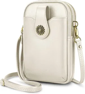 RONSIN Leather Small Crossbody Purse for Women Cell Phone Bag Holder Wallet Purse Travel Pouch Adjustable Strap