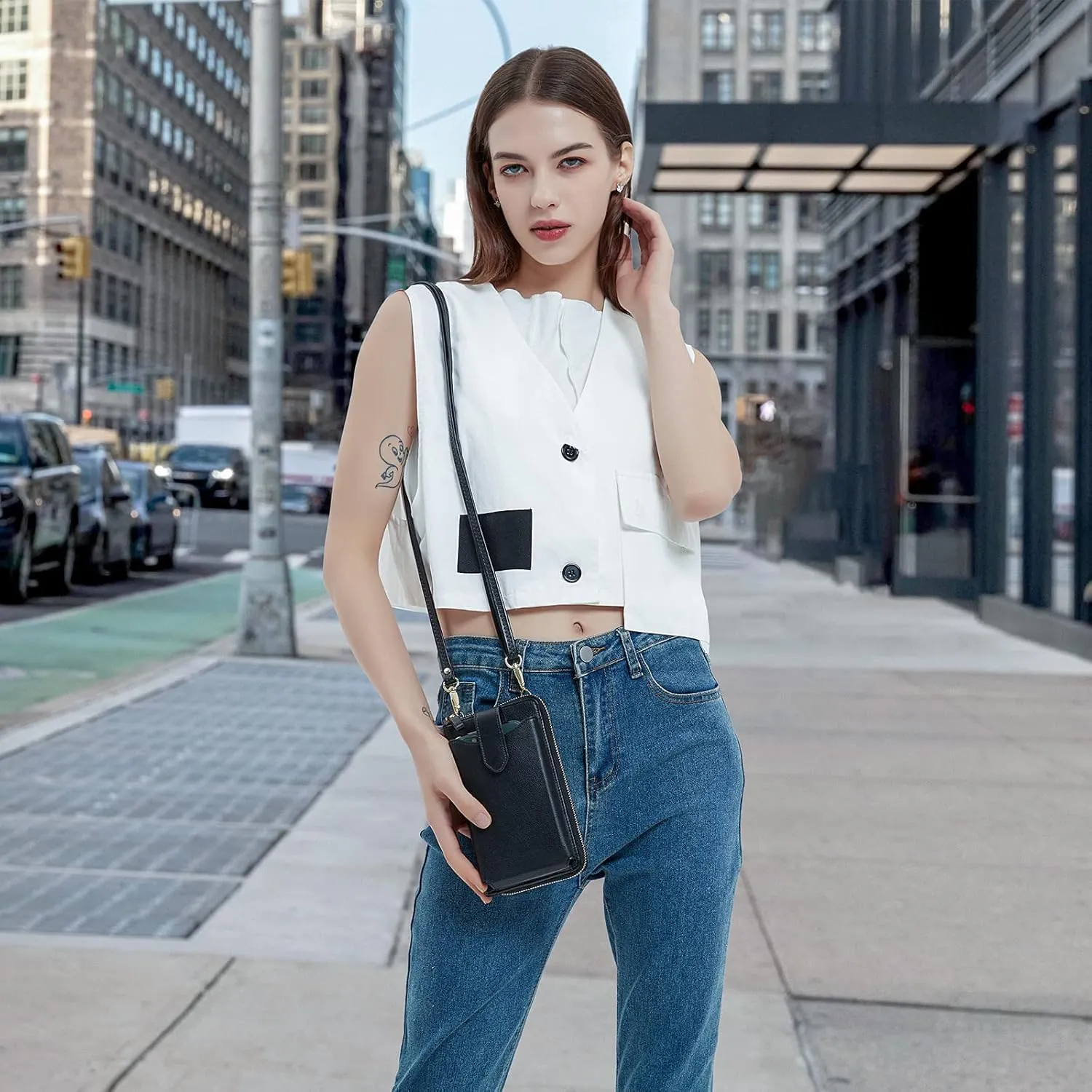 RONSIN Small Crossbody Phone Bag for Women Cell Phone Purse Wallet Mini Shoulder Bag with RFID Card Slots