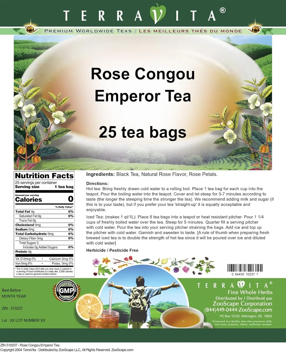 Rose Congou Emperor Tea (25 tea bags, ZIN: 510237) - 2 Pack