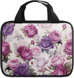 Roses Print Bible Tote Bag Bible Protective Case for Women,Aesthetic Church Tote Bag Bible Crossbody Bag with Handle,Floral Bible Bag with Zippered Pocket,Mother's Day Gift