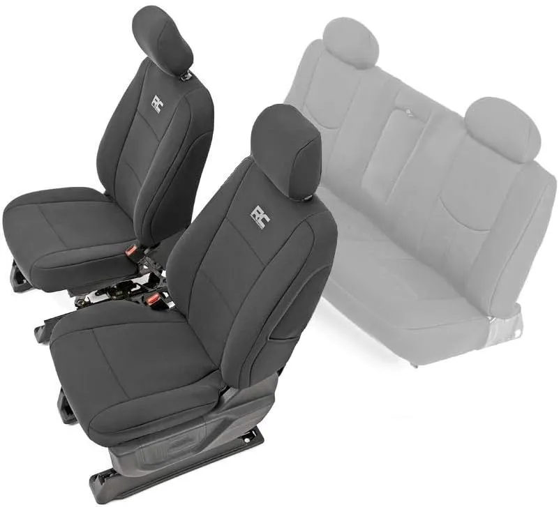 Rough Country Neoprene Front Covers for Chevy Silverado & GMC 1500 (2014-2018) - Waterproof & UV Resistant, Foam Padded, Front Seat Cover Set