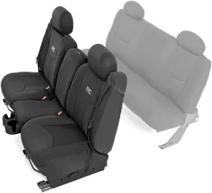 Rough Country Neoprene Front Seat Covers for Chevy Silverado & GMC Sierra 1500 (1999-2006) - Waterproof & UV Resistant, Foam Padded, Front Seat Cover Set
