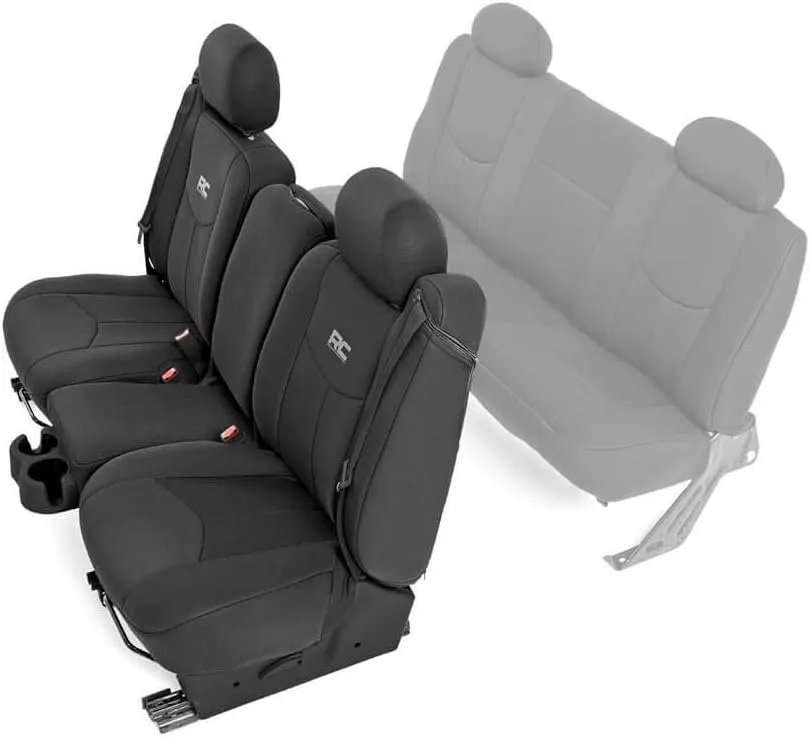 Rough Country Neoprene Front Seat Covers for Chevy Silverado & GMC Sierra 1500 (1999-2006) - Waterproof & UV Resistant, Foam Padded, Front Seat Cover Set