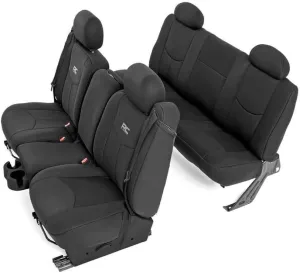 Rough Country Neoprene Seat Covers for Chevy Silverado & GMC Sierra 1500 (1999-2006 & Classic) - Waterproof & UV Resistant, Foam Padded, Front & Rear Seat Cover Set