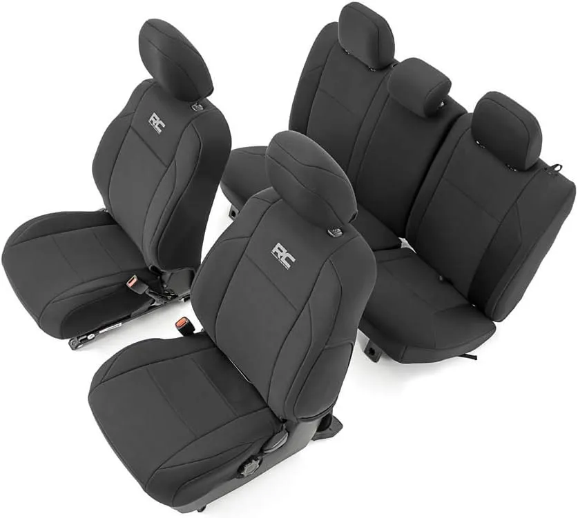 Rough Country Neoprene Seat Covers for Toyota Tacoma (2016-2023) - Waterproof & UV Resistant, Foam Padded, Front & Rear Seat Cover Set