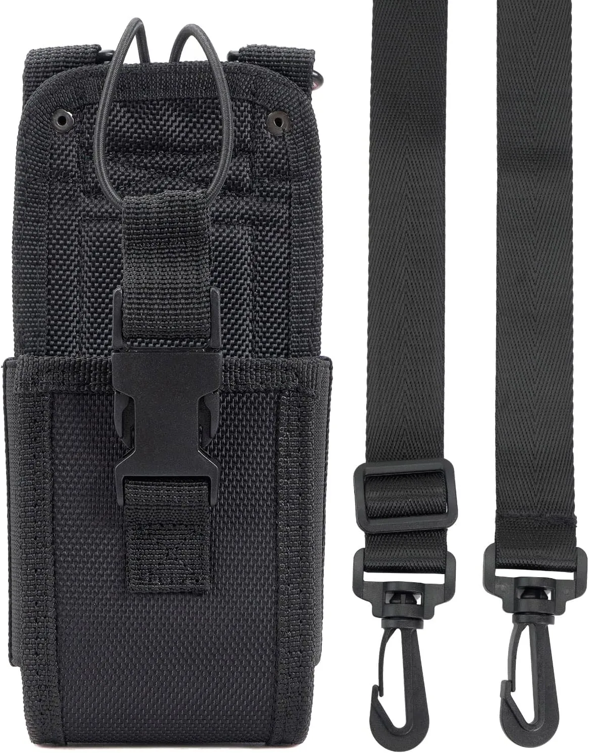 Rugged Nylon Radio Case Holder Holster [Dual Duty/Utility Belt Loops and Crossbody Lanyard Strap] Universal for XL Walkie Talkie, Motorola APX8000, APX Next P25, Bendix King, L3Harris XL