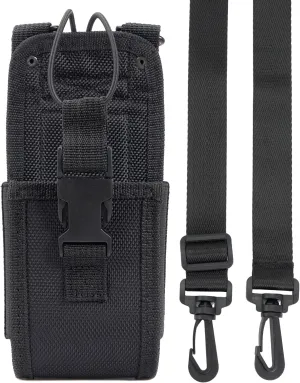 Rugged Nylon Radio Case Holder Holster [Dual Duty/Utility Belt Loops and Crossbody Lanyard Strap] Universal for XL Walkie Talkie, Motorola APX8000, APX Next P25, Bendix King, L3Harris XL