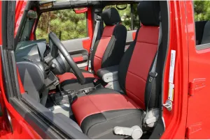 Rugged Ridge | Seat Cover Kit, Front, Neoprene, Black/Red | 13214.53 | Fits 2007-2010 Jeep Wrangler JK