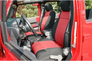 Rugged Ridge | Seat Cover Kit, Front, Neoprene, Black/Red | 13215.53 | Fits 2011-2018 Jeep Wrangler JK