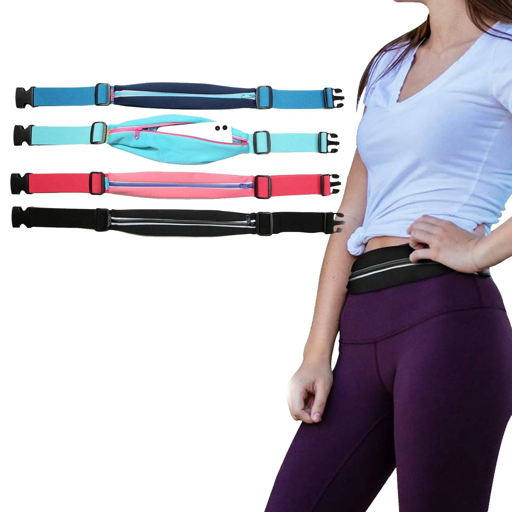 Running Belt Adjustable Waist Pack and Phone Holder with Reflective Zipper