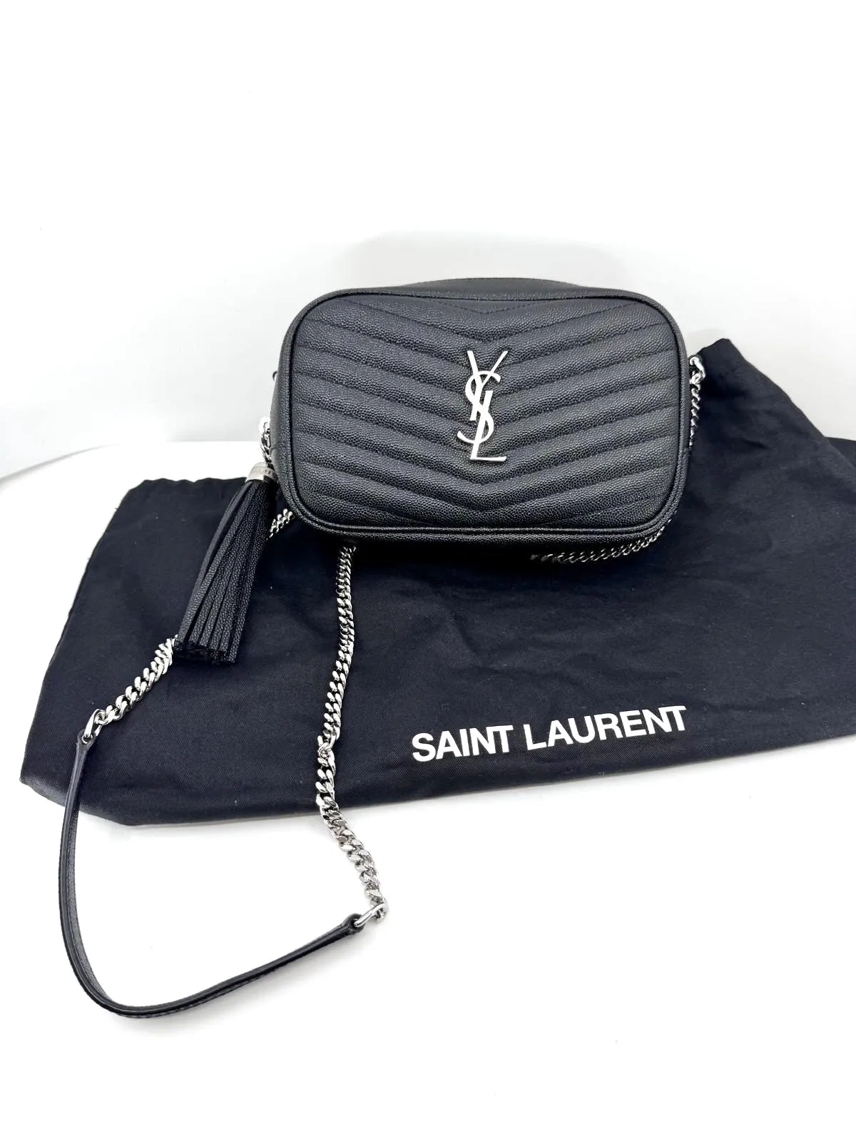 SAINT LAURENT GRAIN DE POUDRE MINI LOU CAMERA BAG