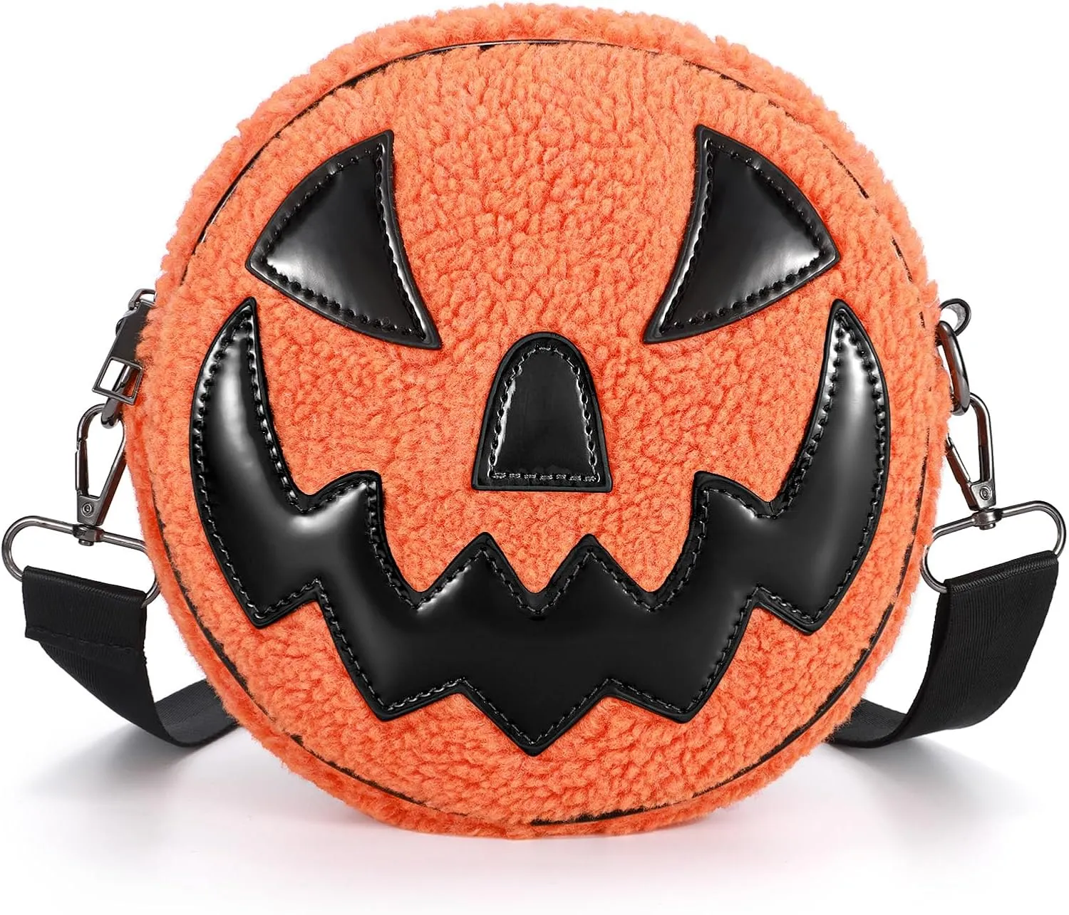 SANSTHS Fleece Halloween Pumpkin Purse Pumpkin Shoulder Bag Crossbody Bag for Women