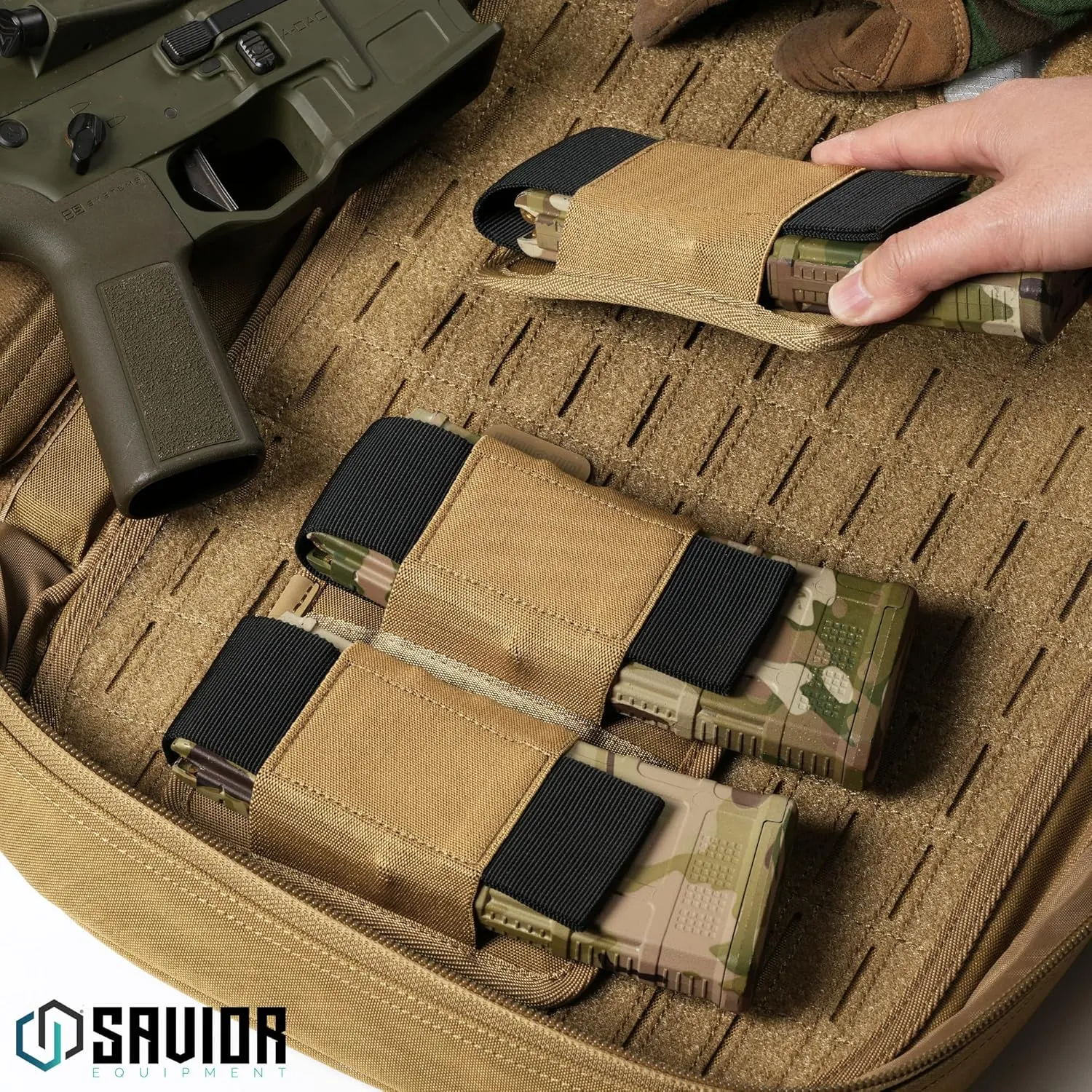 Savior Equipment Tactical Rifle Mag Pouch 5.56mm 7.62mm Carbine Softshell Mags Holder Storage Universal Magazine Carrier, Elastic Band to Hold Tight, Hook-Backed Panel
