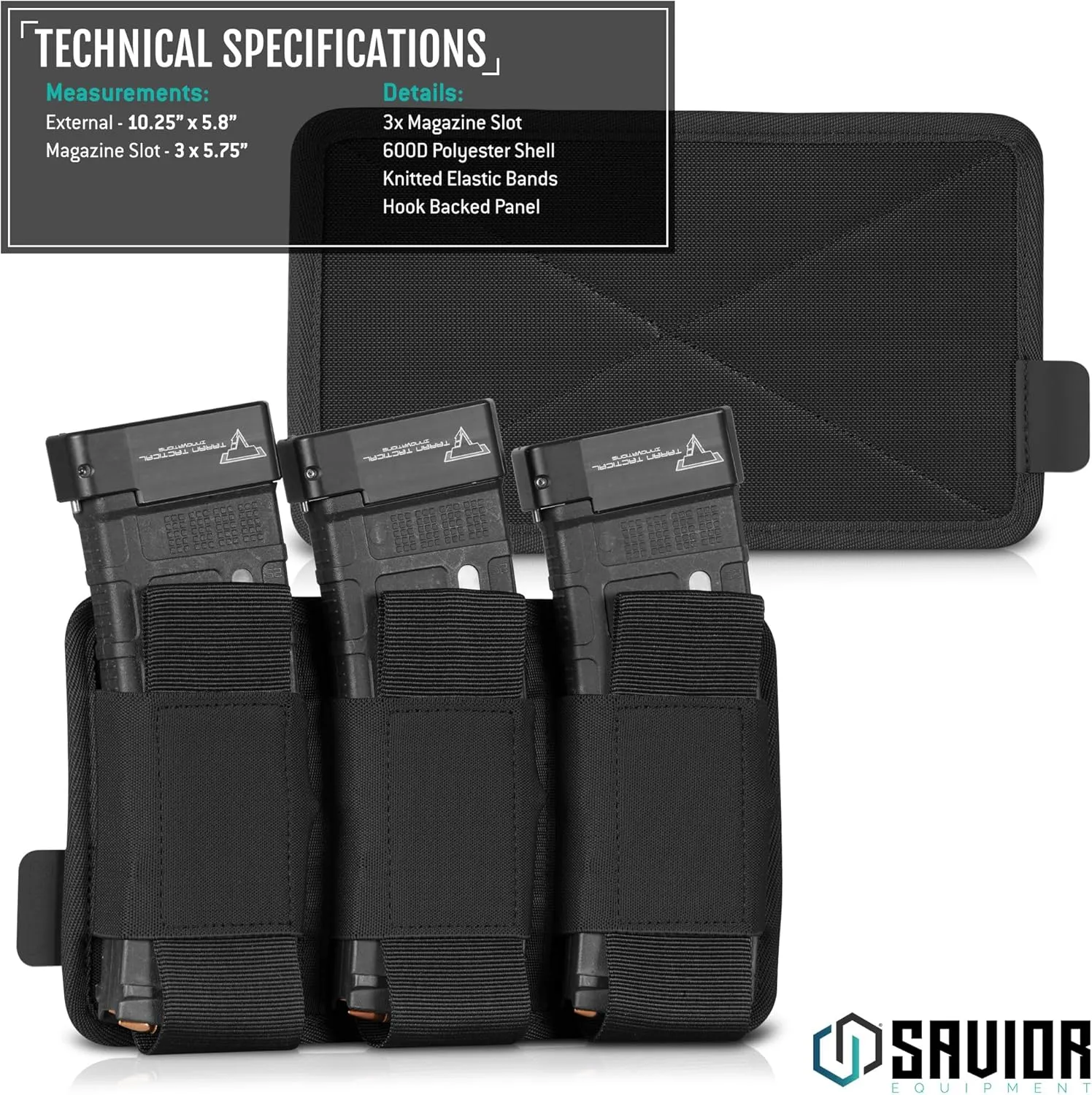 Savior Equipment Tactical Rifle Mag Pouch 5.56mm 7.62mm Carbine Softshell Mags Holder Storage Universal Magazine Carrier, Elastic Band to Hold Tight, Hook-Backed Panel