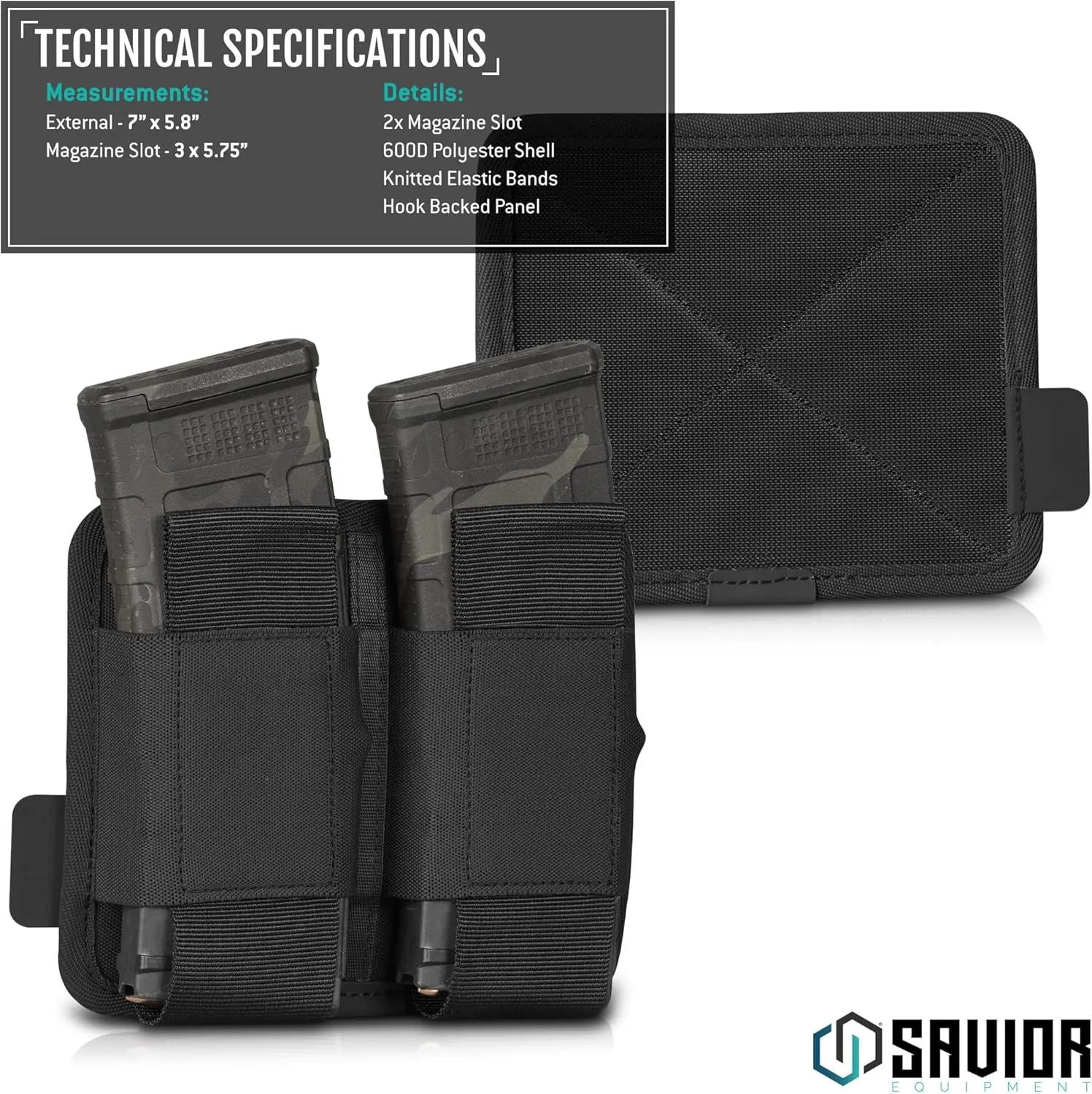 Savior Equipment Tactical Rifle Mag Pouch 5.56mm 7.62mm Carbine Softshell Mags Holder Storage Universal Magazine Carrier, Elastic Band to Hold Tight, Hook-Backed Panel