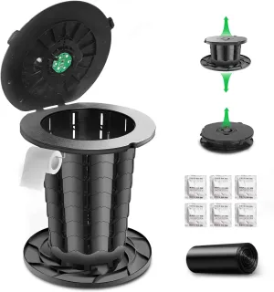 Sckee Retractable Portable Camping Toilet for Adults & Kids,13'' Portable Potty with Lid & Paper Holder, Foldable Design for Hiking, Car Travel, Truck, RV, Boating, Road Trips & Outdoor Use