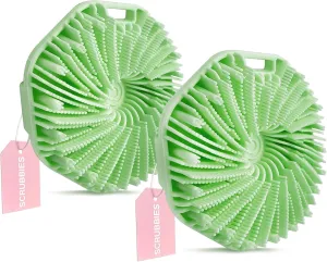 SCRUBBIES™ for Body,Food-Grade Soft Silicone, Body Scrubber Shower Brush Handheld Men and Women,Fit Sensitive Skin ，Gentle Exfoliating.2-Pack（Green Standard Size）